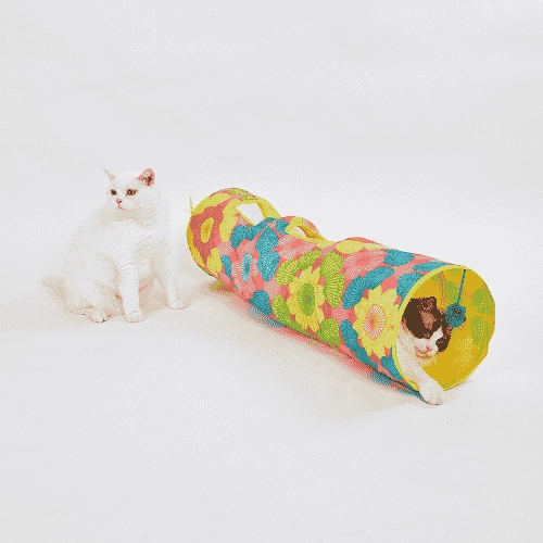 Barkbutler x Fofos Floral Pop Up Tunnel Toy for Cats