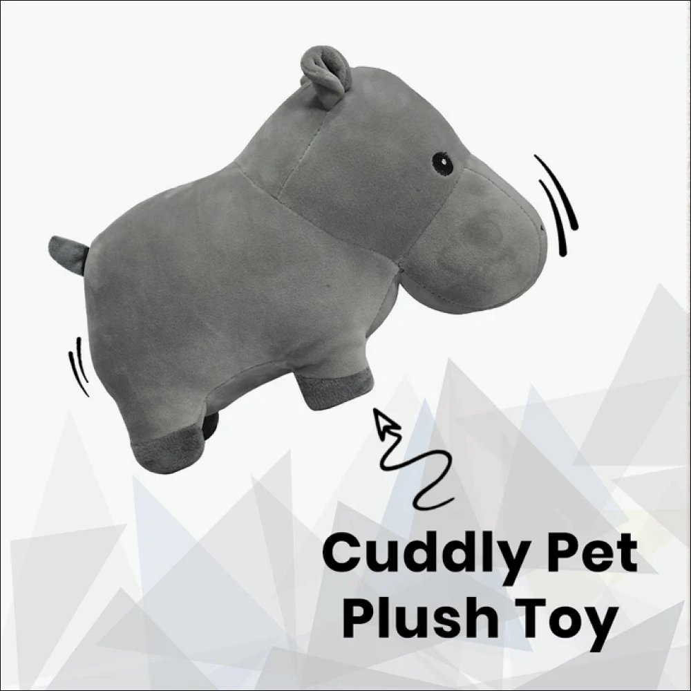 Basil Cuddly Soft Hippo Plush Toy for Dogs and Cats (Grey)