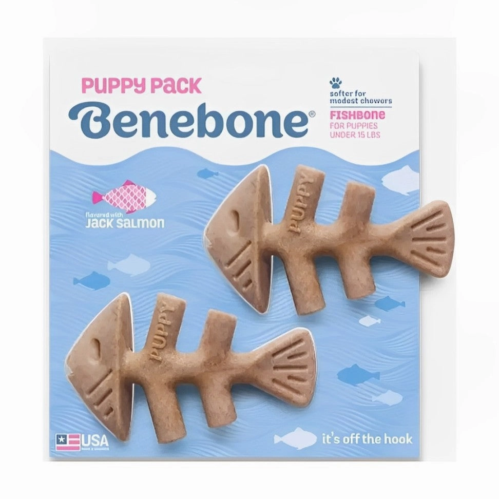 Benebone Jack Salmon Flavoured Fish Bone Chew Toys for Puppy