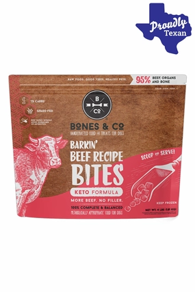 Bones and Co. Barkin' Beef Bites Frozen Raw Dog Food