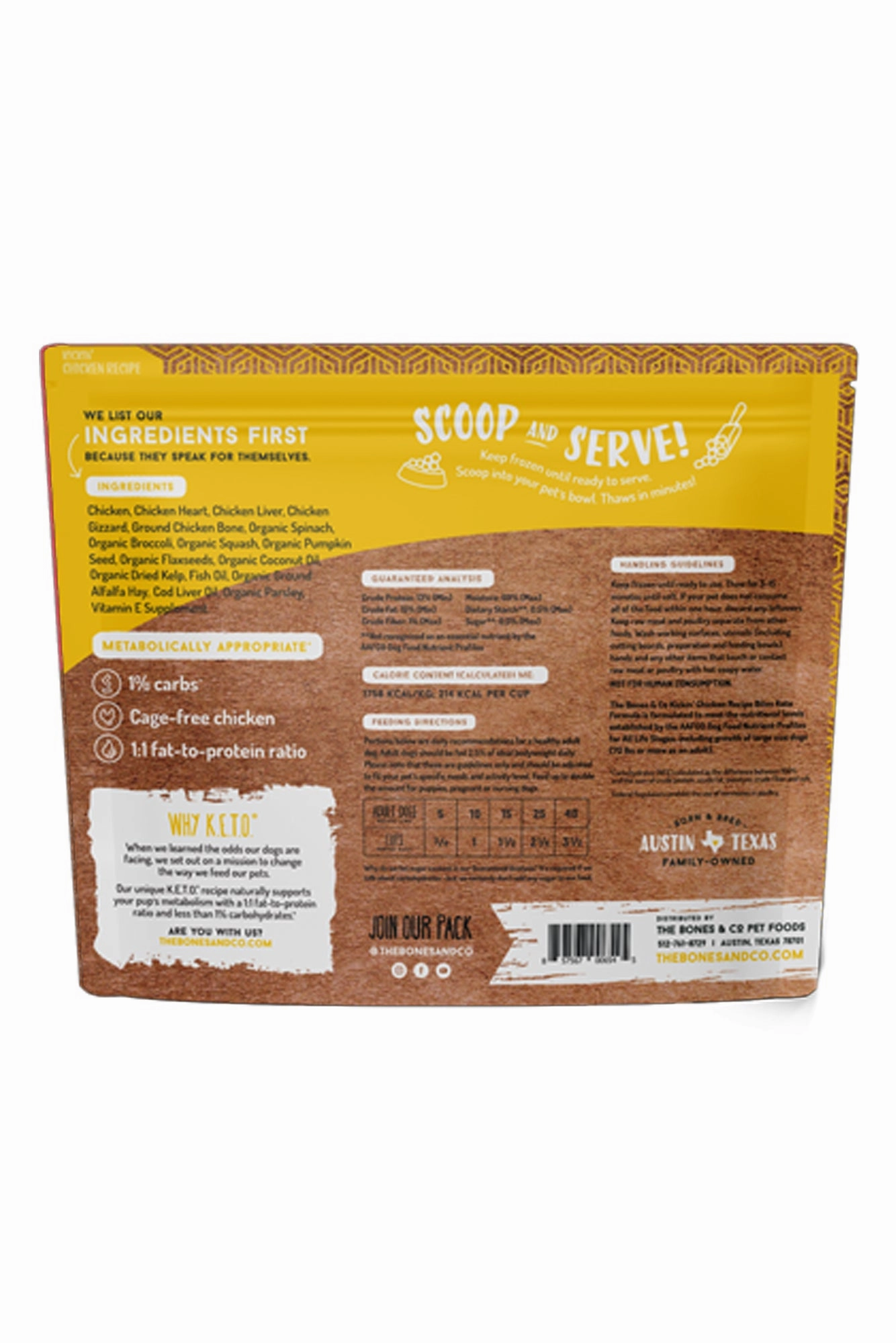 Bones and Co. Kickin' Chicken Bites Frozen Raw Dog Food