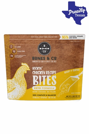 Bones and Co. Kickin' Chicken Bites Frozen Raw Dog Food