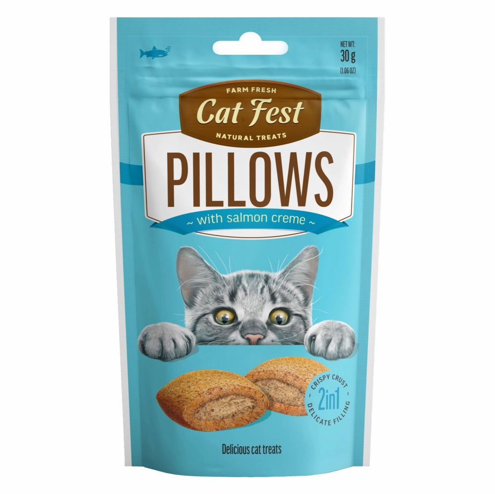 Catfest Pillows with Chicken and Salmon Cream Cat Treats Combo