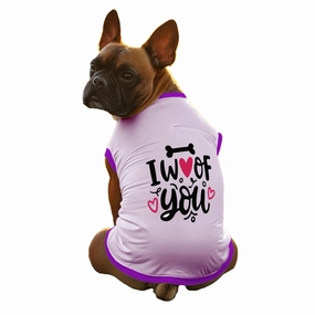 Cheeku I Woof You Graphic Cotton T Shirt for Dogs and Cats (Lavender)