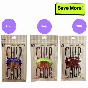 Chip Chops Chicken & Codfish Sandwich, Chicken Tenders and Roast Duck Strips Dog Treats Combo