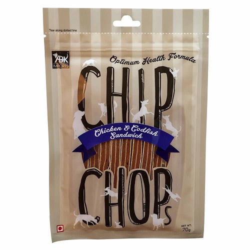 Chip Chops Chicken and Codfish Sandwich and Henlo Chicken Jerky Dog Treats Combo