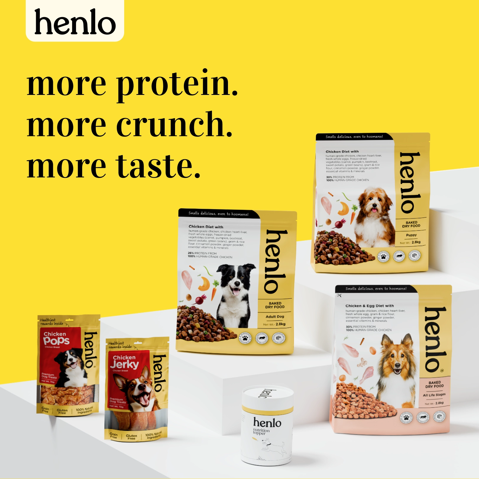 Chip Chops Lamb Cubes, Chip Chops Sushi Rolls, Henlo Chicken Pops High Protein Treats Dogs Combo