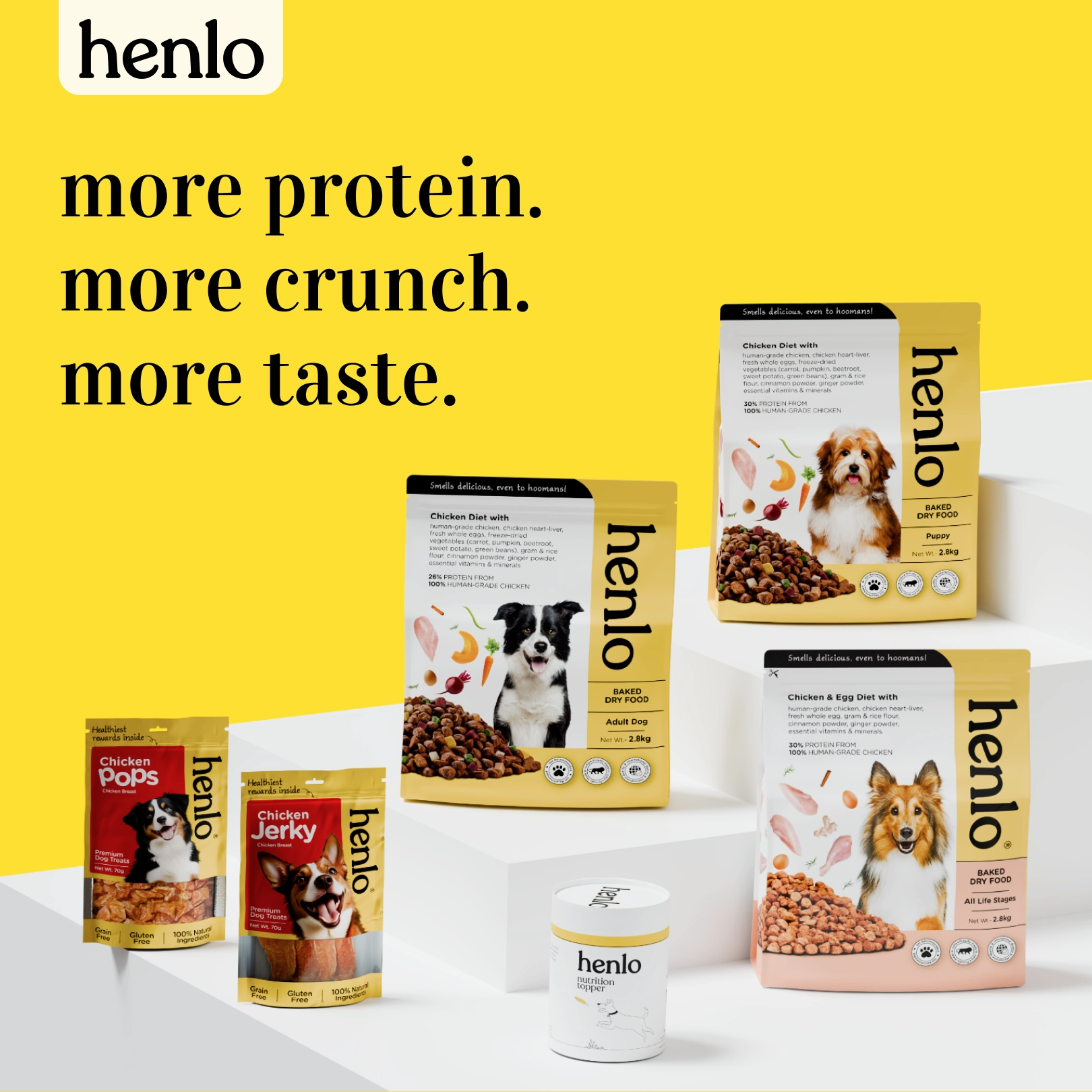 Chip Chops Lamb Cubes, Chip Chops Sushi Rolls, Henlo Chicken Pops High Protein Treats Dogs Combo