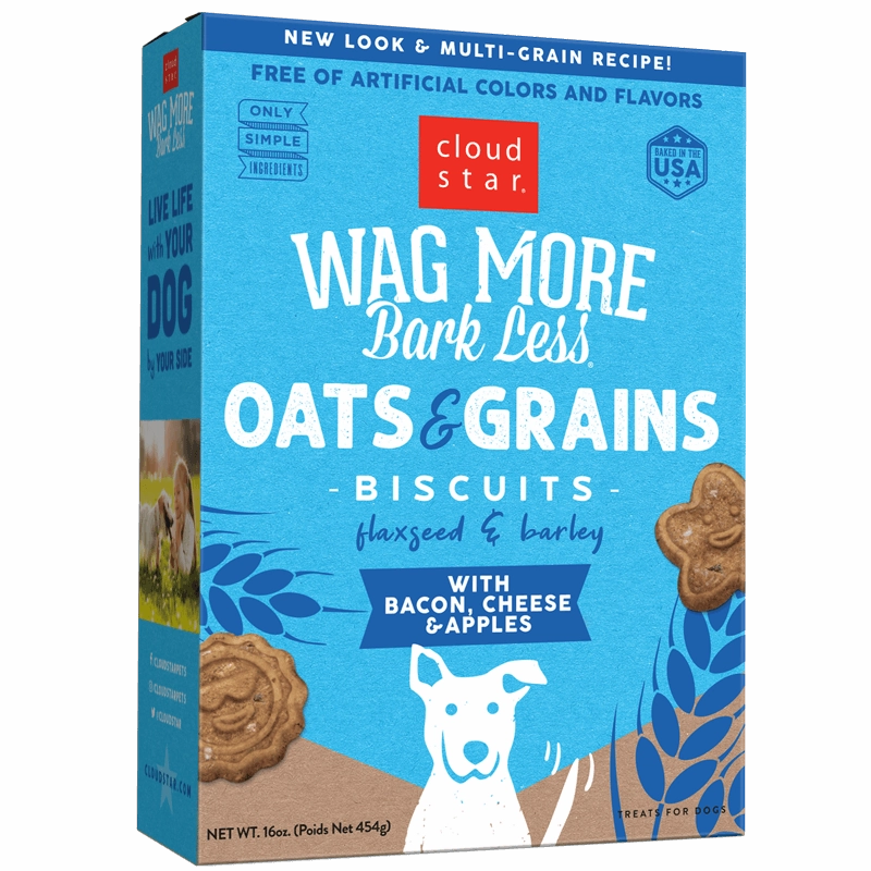 Cloud Star Wag More Bark Less Oats & Grains Biscuits with Bacon, Cheese & Apples