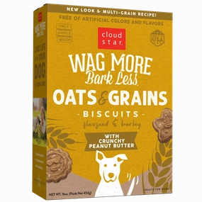 Cloud Star Wag More Bark Less Oats & Grains Biscuits with Crunchy Peanut Butter
