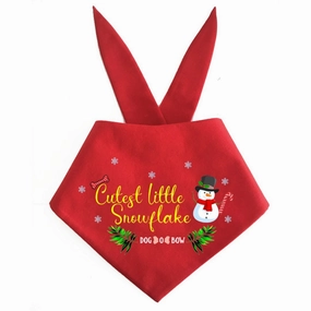 Dogobow Cutest Little snowflake neckerchief for Dogs and Cats (Red & White) (Get a Bow Free)