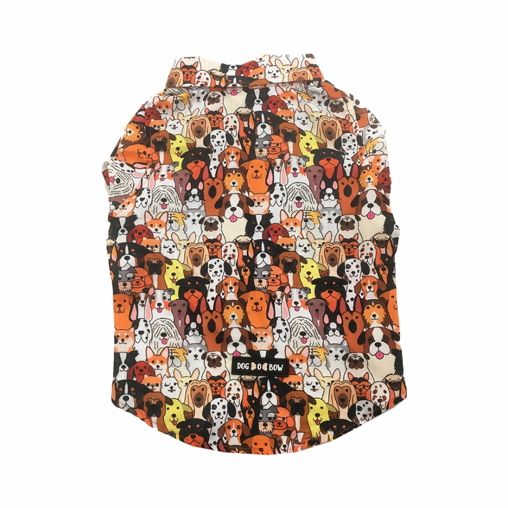 Dogobow Doggo Print Shirt for Dogs (Orange/White)