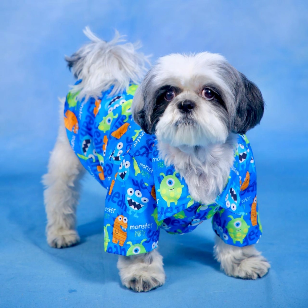 Dogobow Monster Print Shirt for Dogs (Blue)