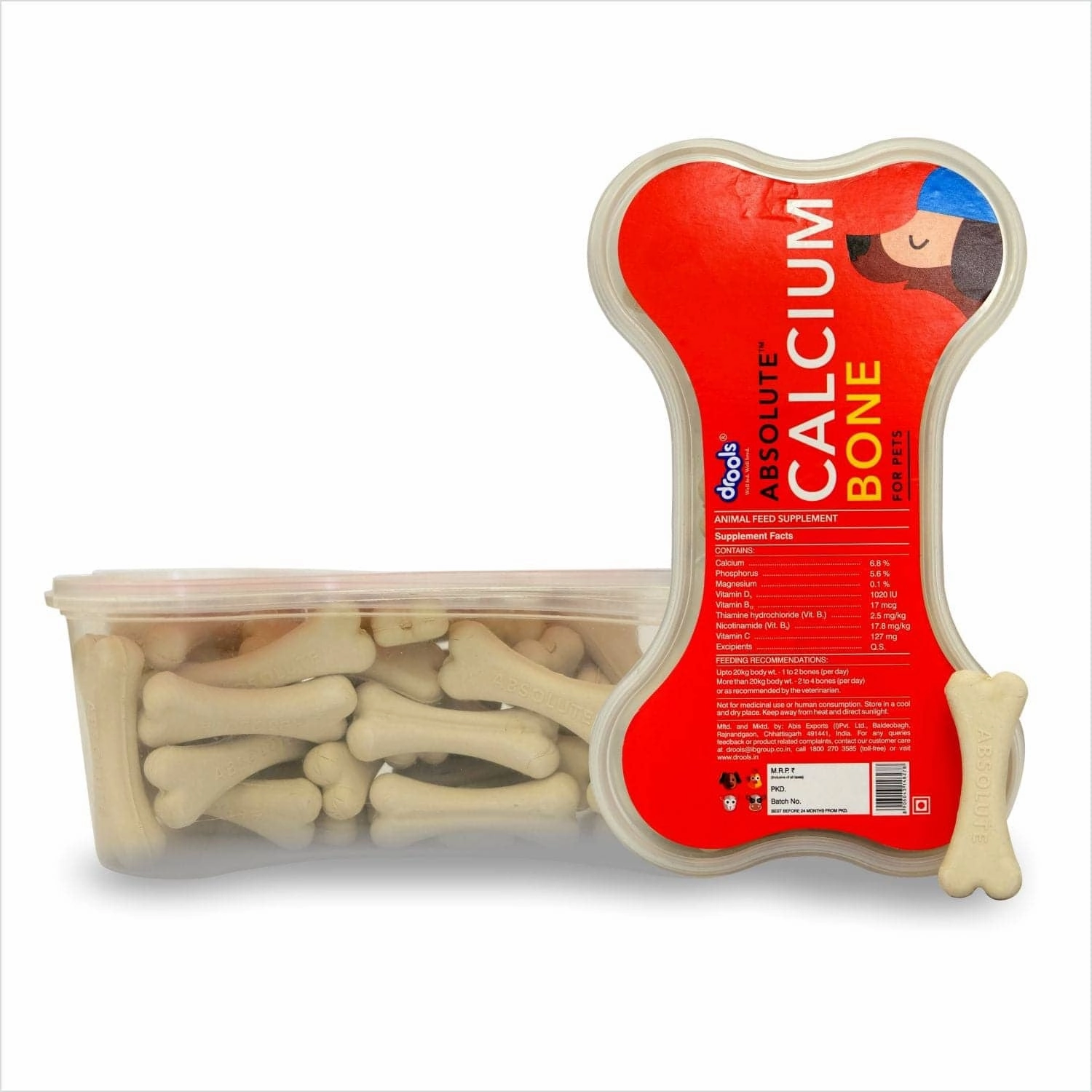 Drools Absolute Calcium Bones (Jar), Kennel Kitchen Chicken Flaxseed Stick Dogs Treat Combo