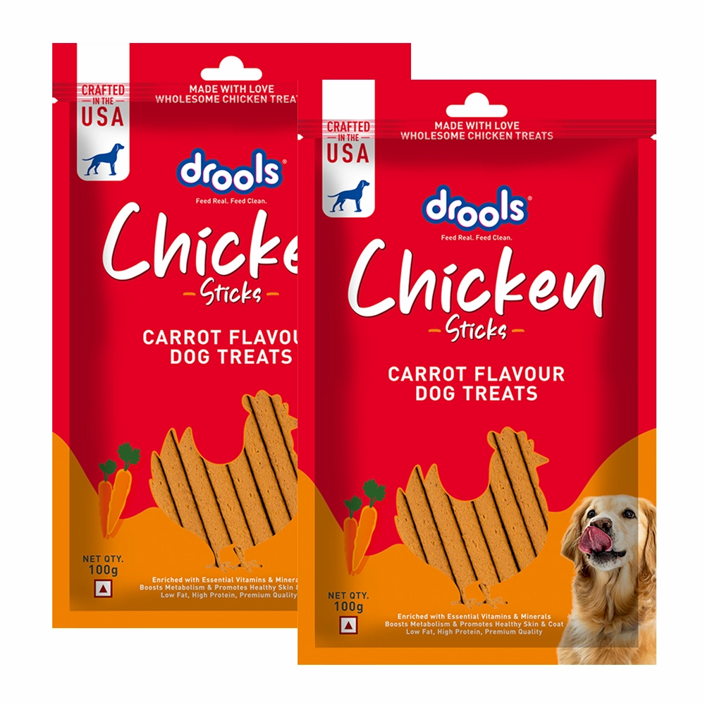 Drools Carrot Flavour Chicken Sticks Treat for Dogs