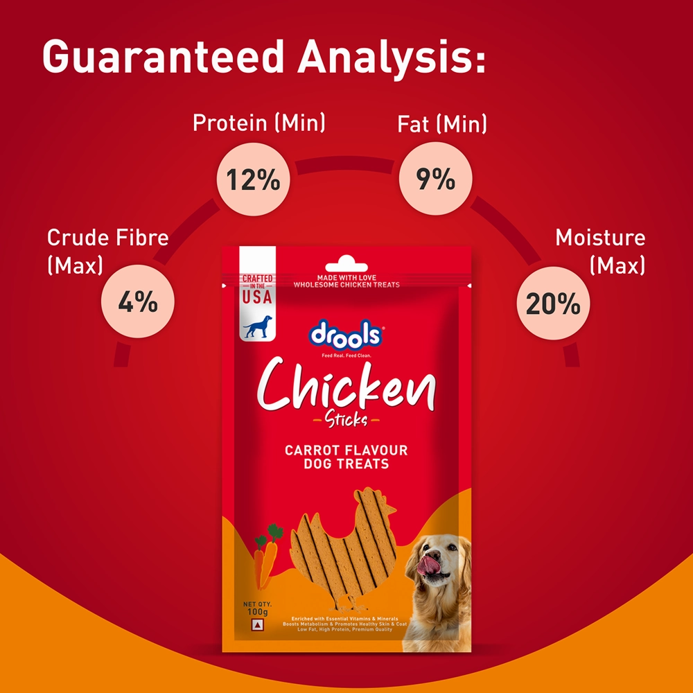 Drools Carrot Flavour Chicken Sticks Treat for Dogs