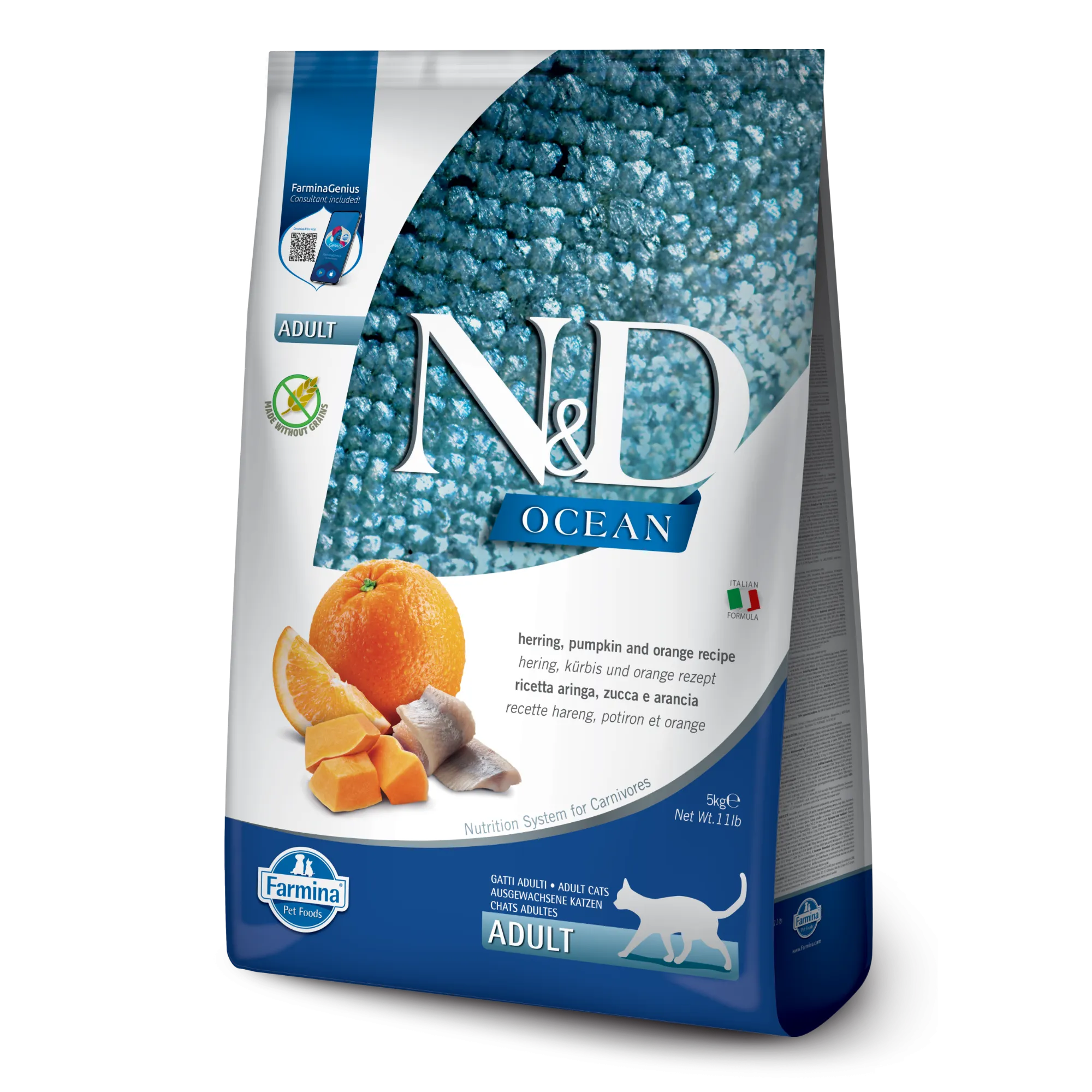 Farmina Cat N&D Ocean Herring & Pumpkin 3.3 Lb.