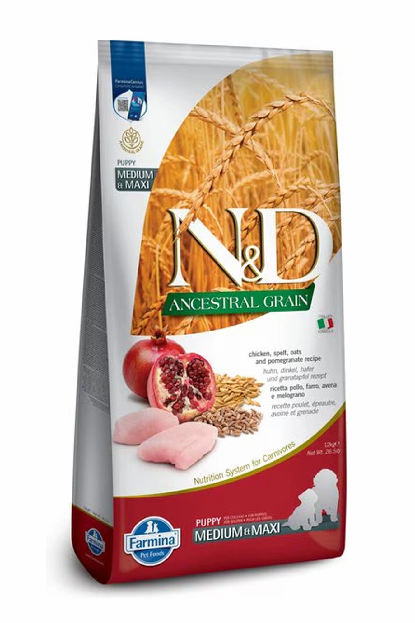 Farmina N&D Ancestral Grain Puppy Chicken and Pomegranate Med/Maxi Dry Dog Food
