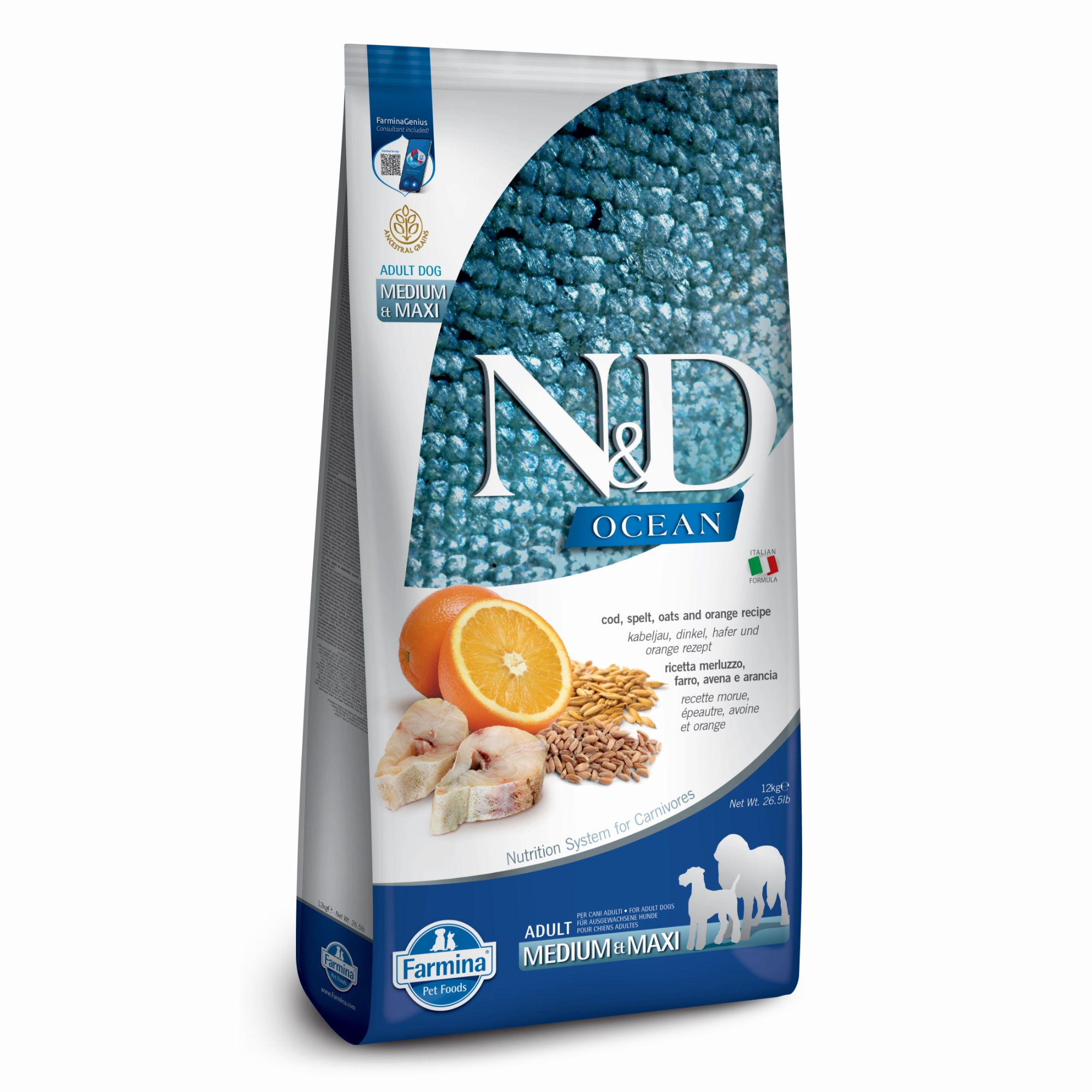Farmina N&D Ocean Cod, Spelt, Oats, & Orange