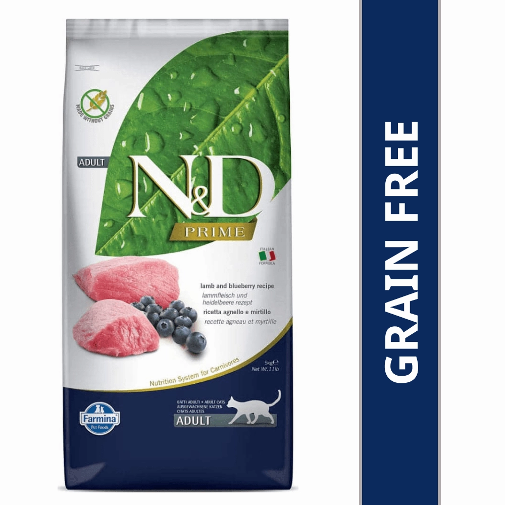 Farmina N&D Prime Chicken & Pomegranate and Lamb & Blueberry Grain Free Adult Cat Dry Food Combo