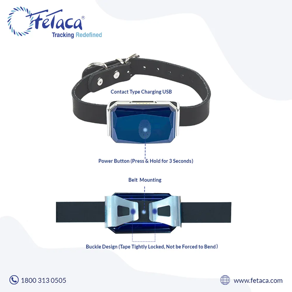 FeTaca Smart GPS Collars with 1 Year Advanced Tracking & SIM Data Subscription for Dogs & Cats (Blue)