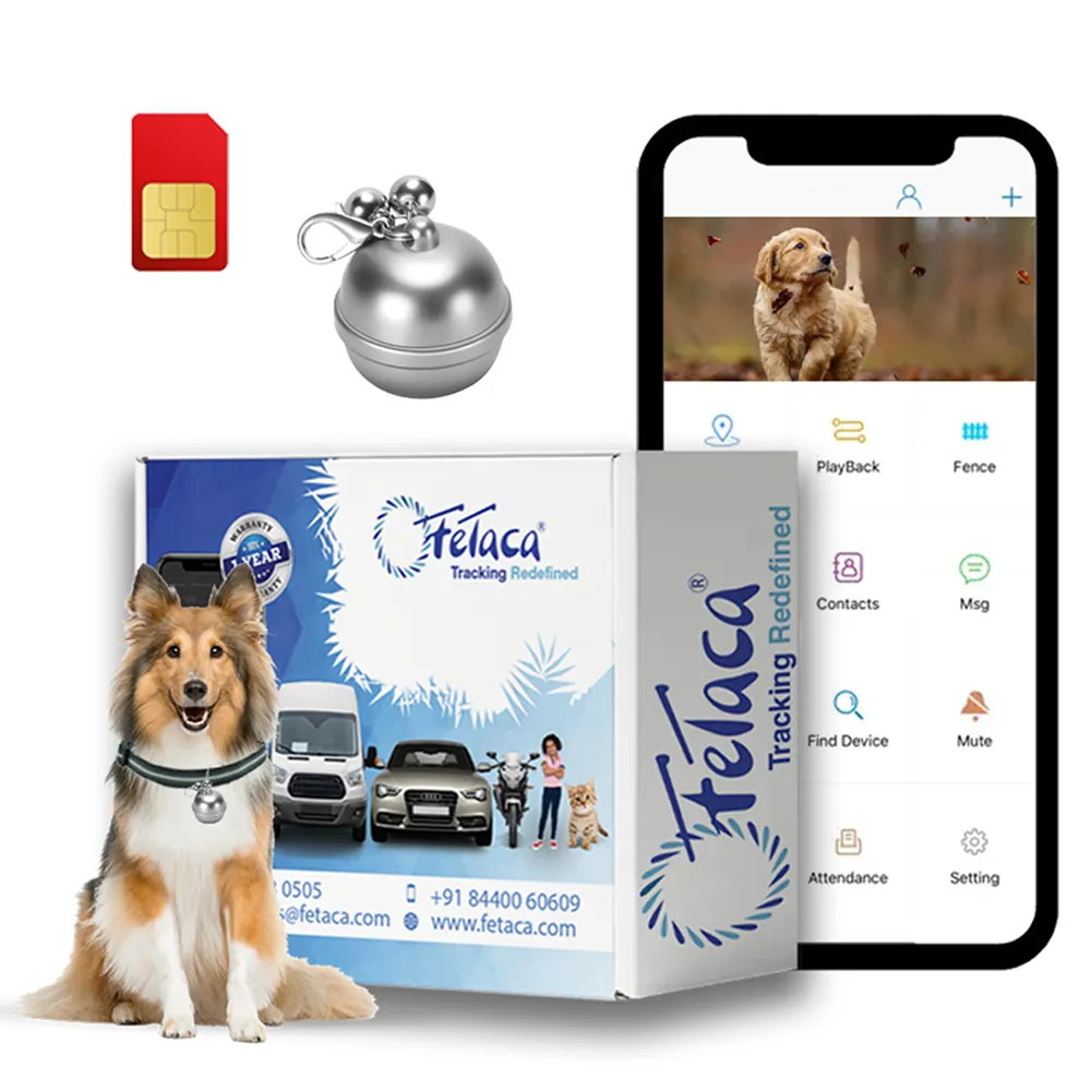 FeTaca Smart Silver Bell Shape Pet GPS Tracker with Live Location, Mobile Alerts and Activity Tracking for Dogs and Cats (Silver)  | Subscription Required