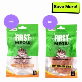 First Meow Chicken Sandwich and Chicken Strip Cat Treat Combo