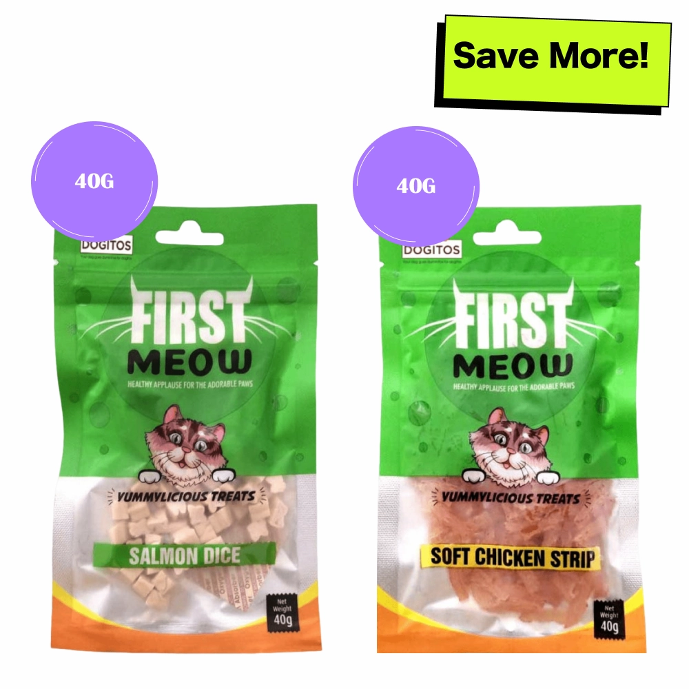 First Meow Soft Chicken Strip and Salmon Dice Cat Treat Combo