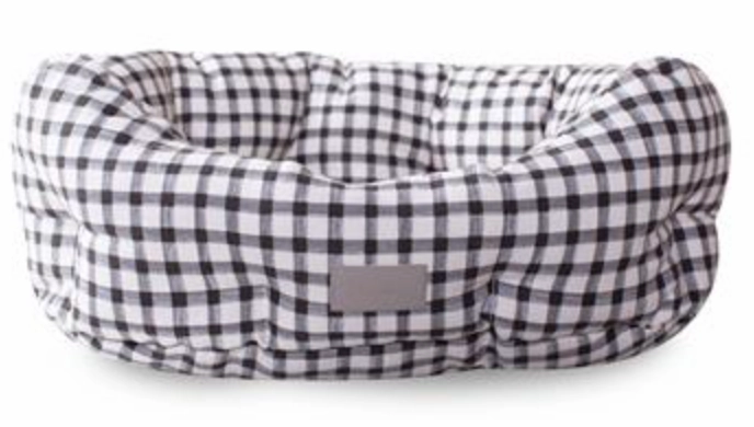 Fringe Painted Gingham Round Cuddler Pet Bed