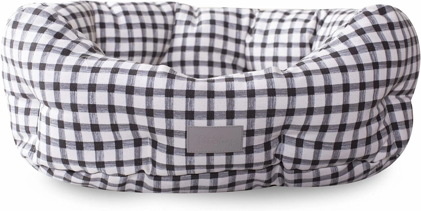 Fringe Painted Gingham Round Cuddler Pet Bed