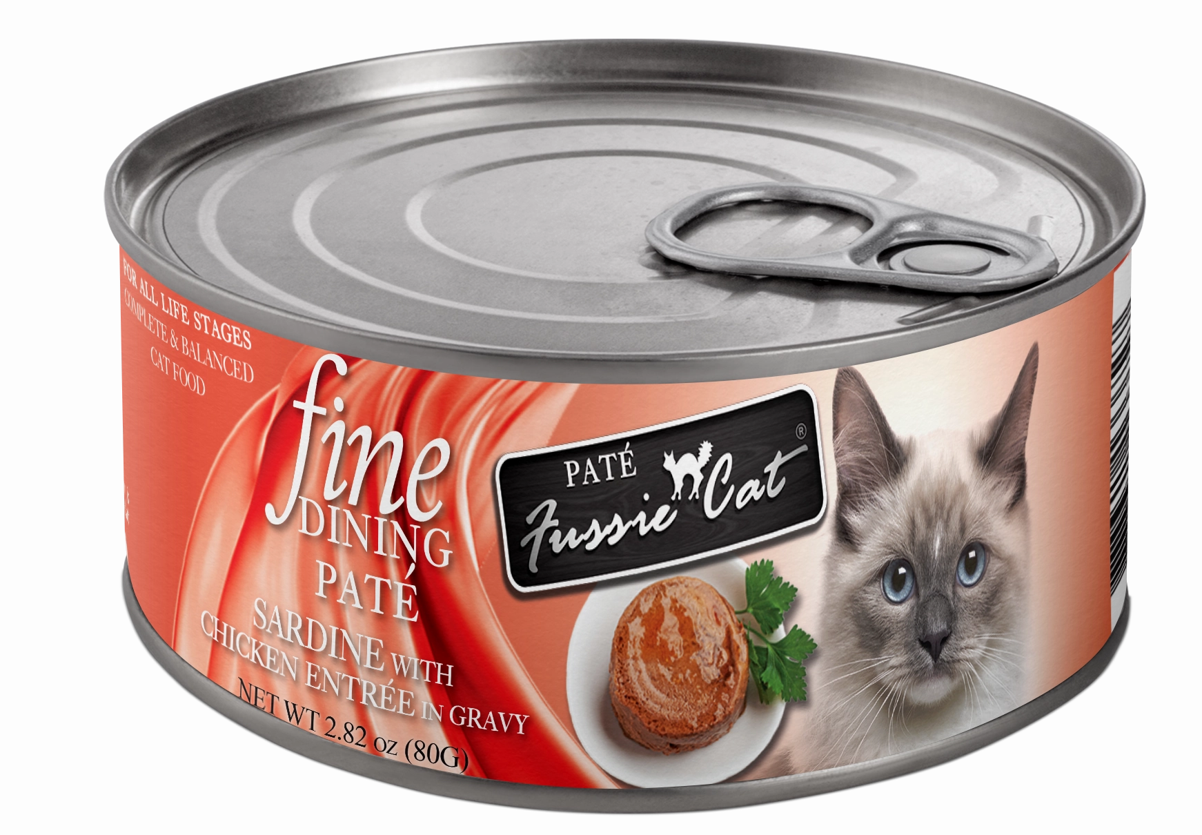 Fussie Cat Fine Dining Pate Sardine with Chicken Entree Wet Cat Food, 2.82oz