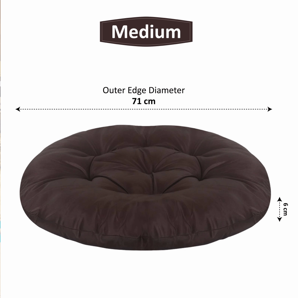 Hiputee Reversible Water Resistant Round Shape Cushion for Dogs and Cats (Brown)