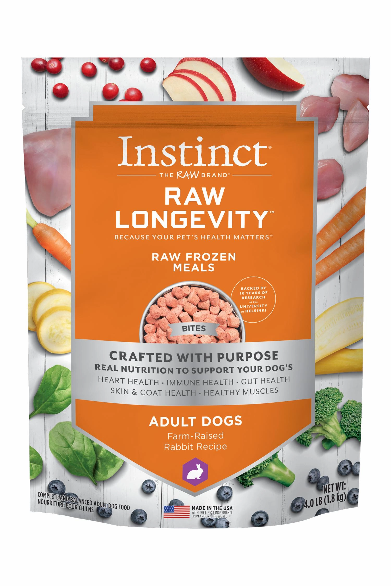 Instinct Longevity Rabbit Bites Raw Dog Food