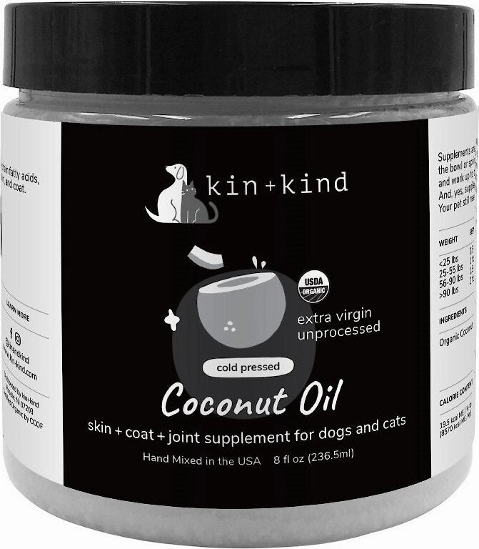 Kin   Kind Raw Coconut Oil Skin & Coat Boost 8 oz.