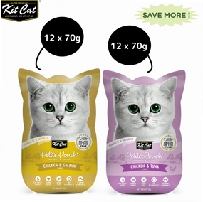 Kit Cat Chicken and Tuna and Chicken and Salmon Cat Wet Food Combo