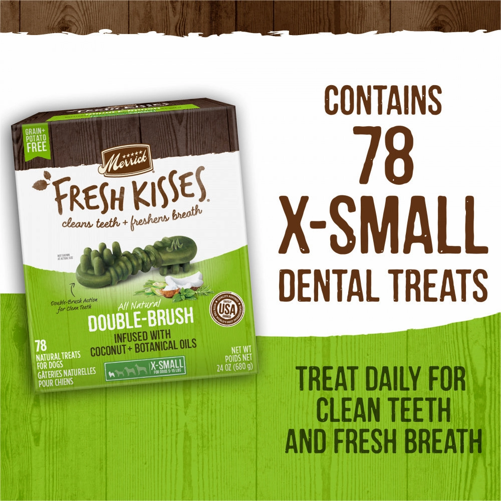 Merrick Fresh Kisses Grain Free Coconut Oil & Botanicals Extra Small Dental Dog Treats