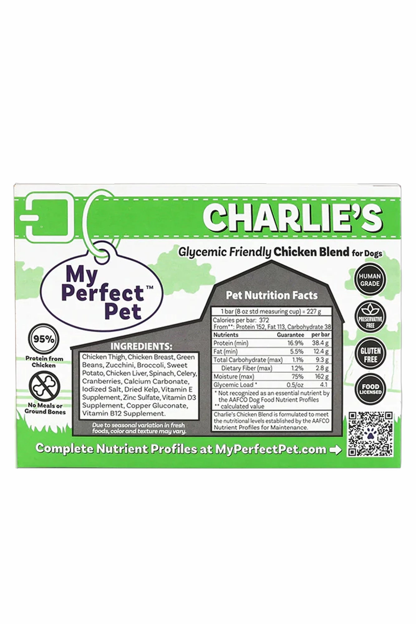 My Perfect Pet Low Glycemic Charlie's Chicken Fresh Dog Food