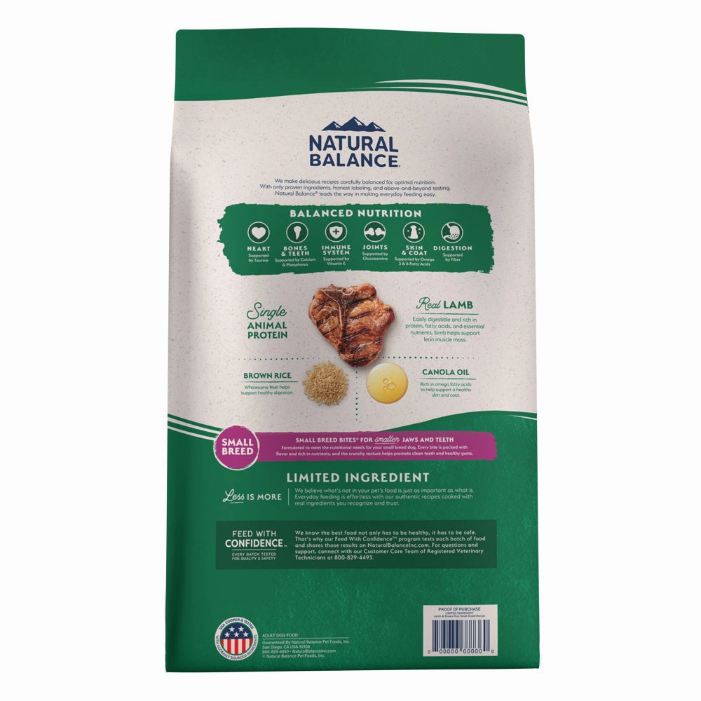 Natural Balance L.I.D. Limited Ingredient Diets Lamb & Brown Rice Formula Small Breed Bites Dry Dog Food