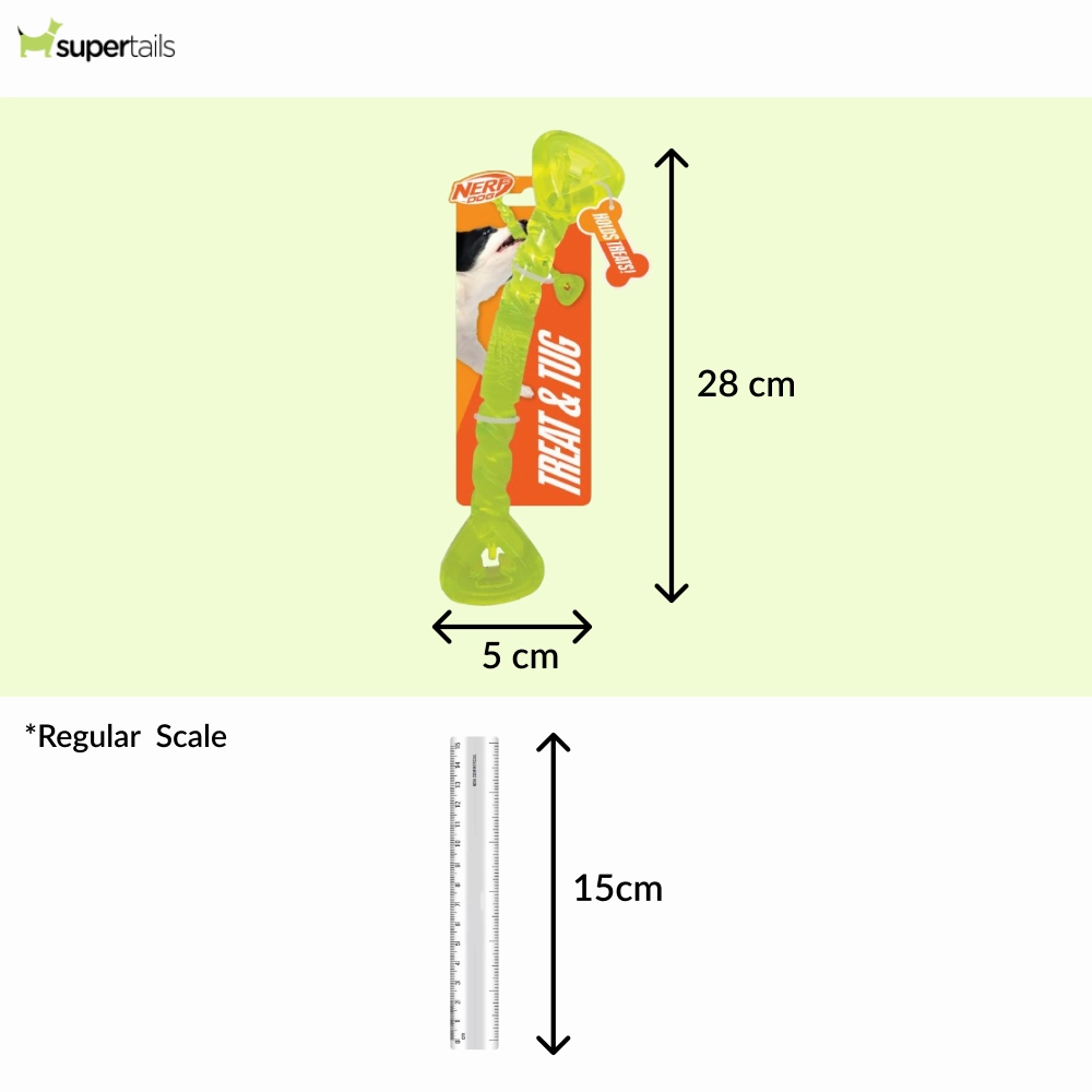Nerf Dog Bone Tug Interactive Treat Dispenser Toy for Dogs (Green)
