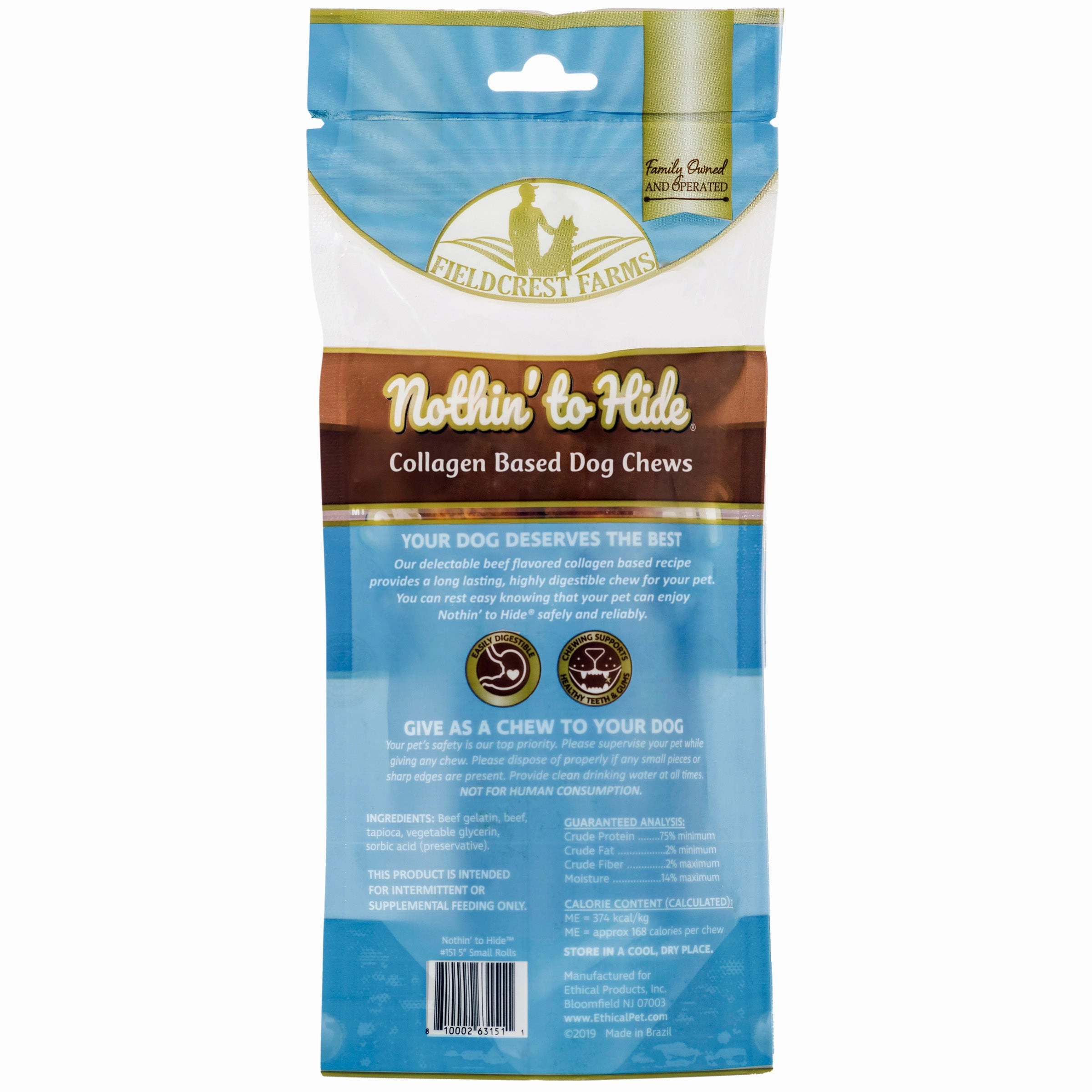 Nothin' to Hide Small Roll (5") 2pk Bag - Beef Flavor
