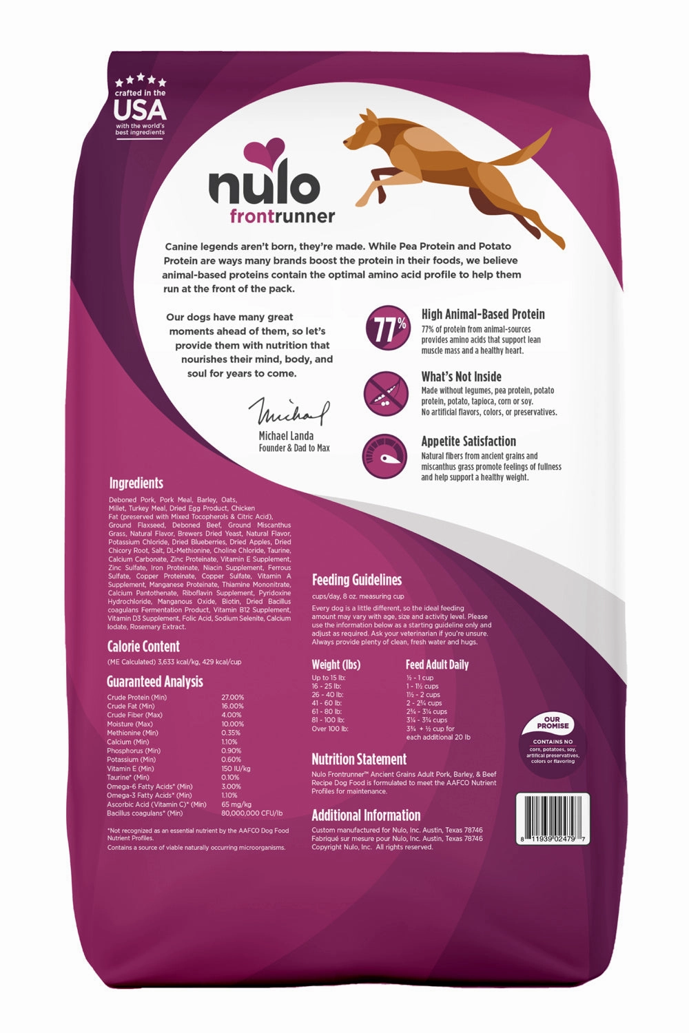 Nulo Frontrunner Pork, Barley, and Beef Dry Dog Food