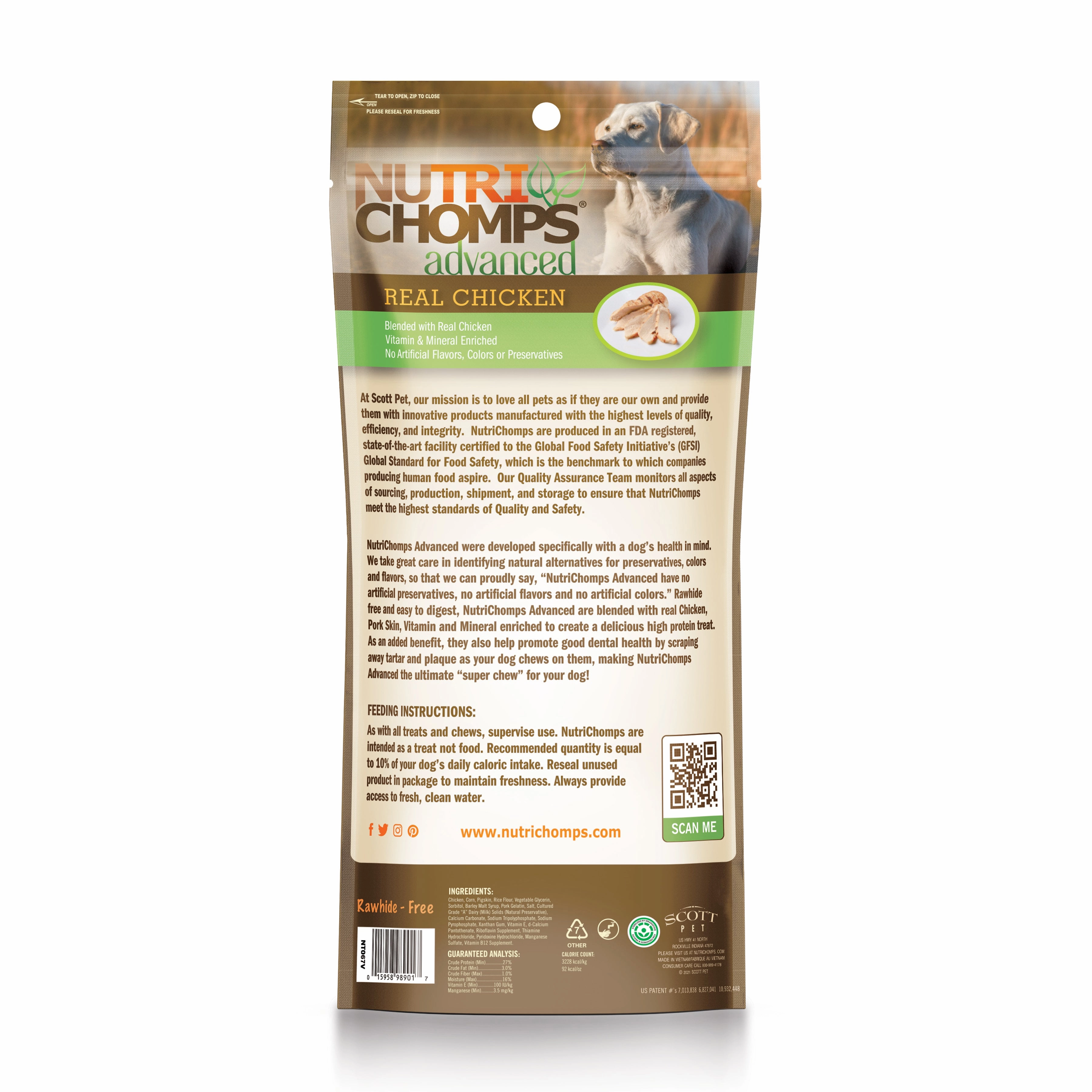 NutriChomps Advanced 8" Chicken Flavor Rolls Wrapped with Real Chicken, 2 Count Dog Chews