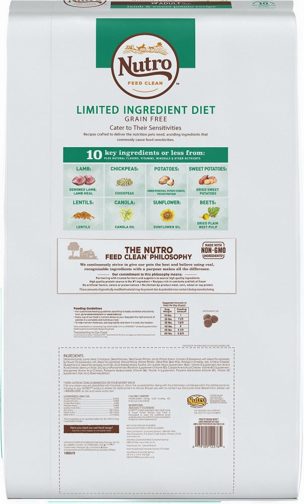 Nutro Limited Ingredient Diet Grain Free Adult Lamb and Sweet Potato Dry Dog Food