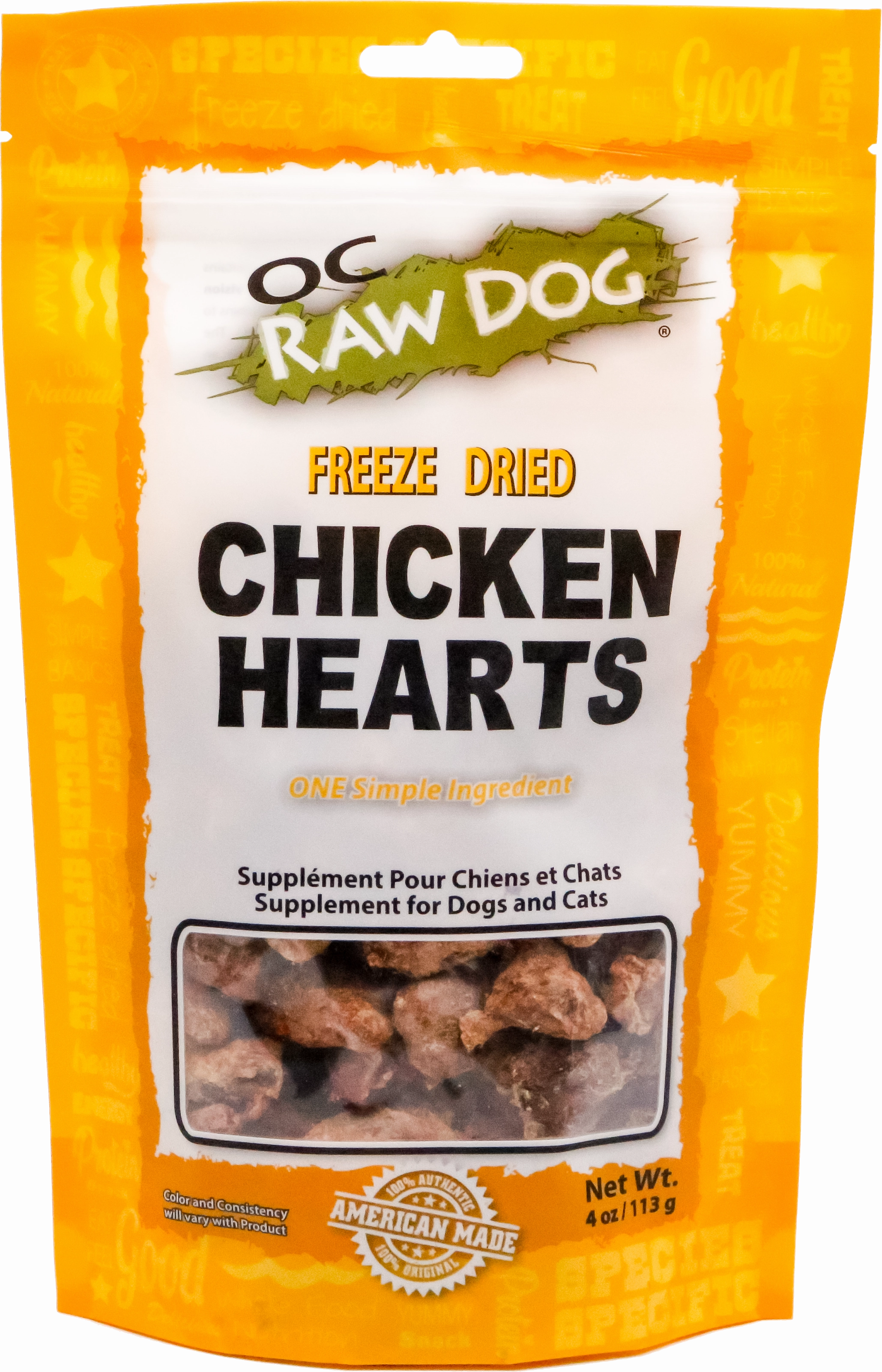 OC Raw Freeze Dried Chicken Hearts 4 oz.