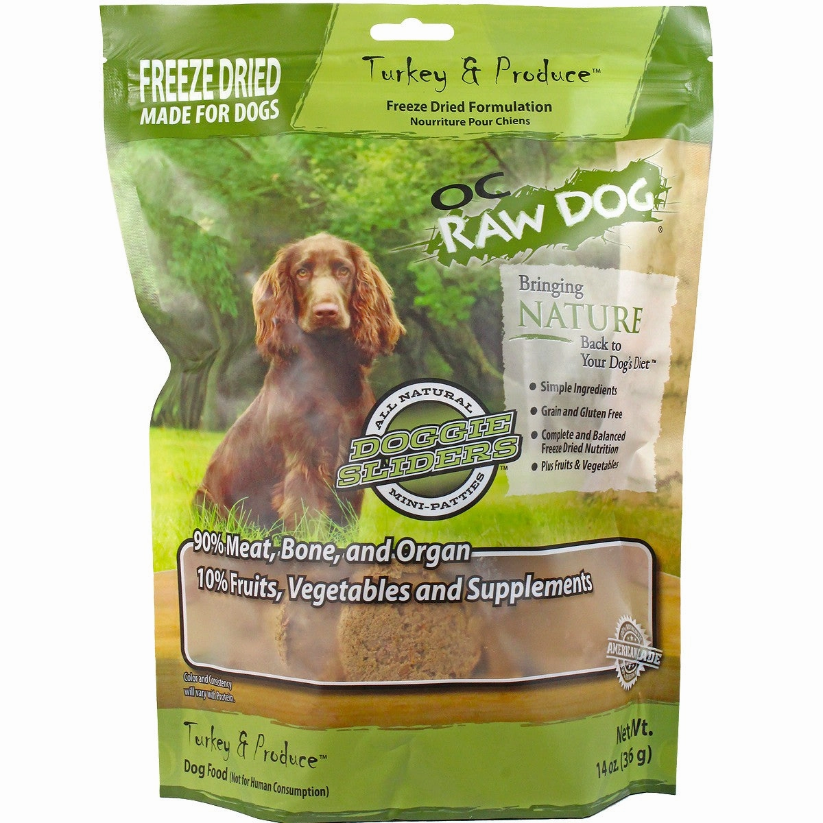 OC Raw Freeze Dried Turkey & Produce Sliders 14 oz.
