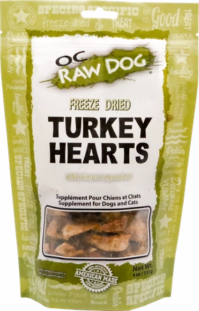 OC Raw Freeze Dried Turkey Hearts 4 oz.