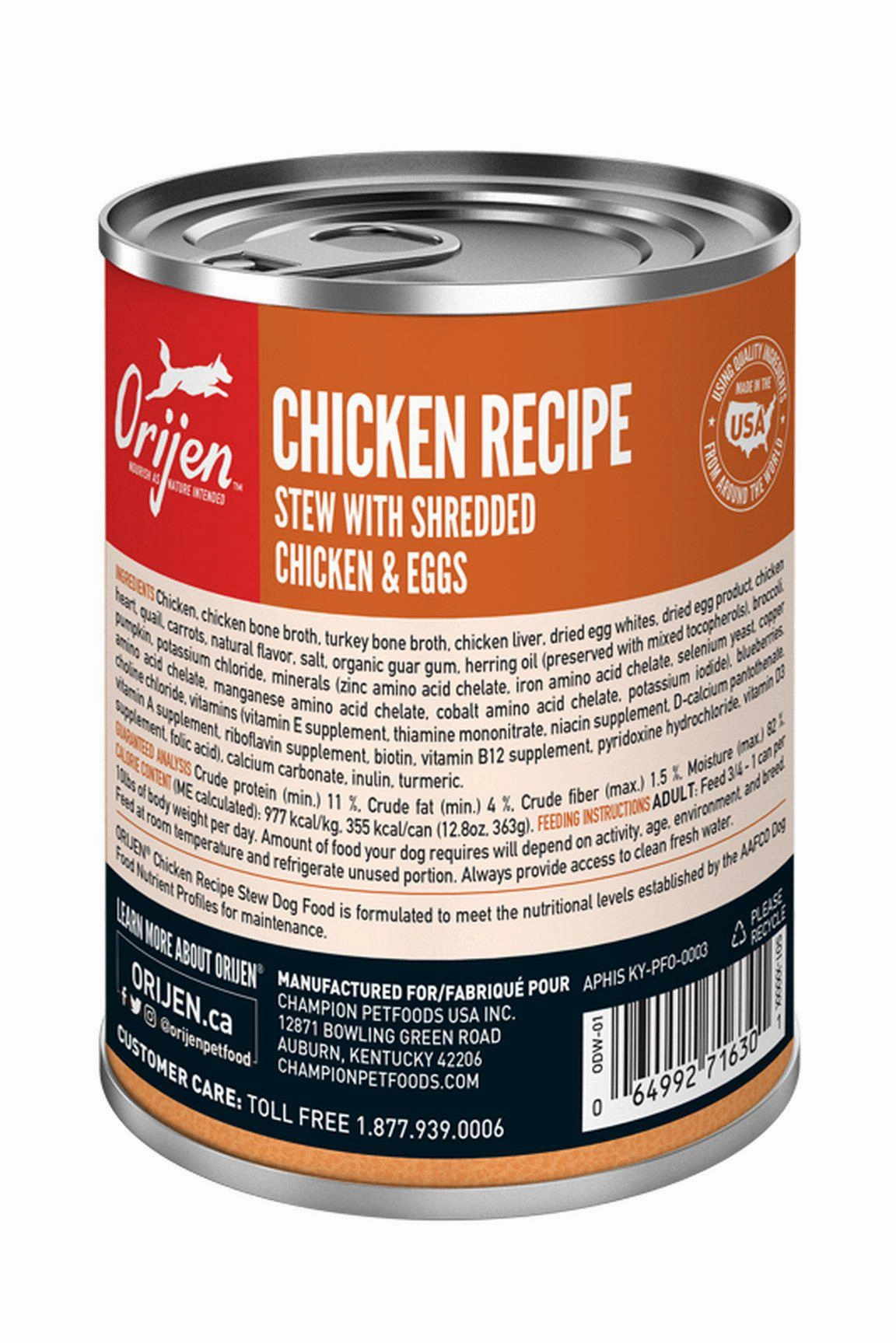 Orijen Chicken Recipe Stew Wet Dog Food