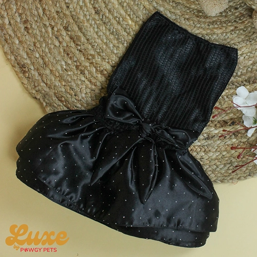 Pawgypets Luxe Balloon Dress for Dogs and Cats (Black)