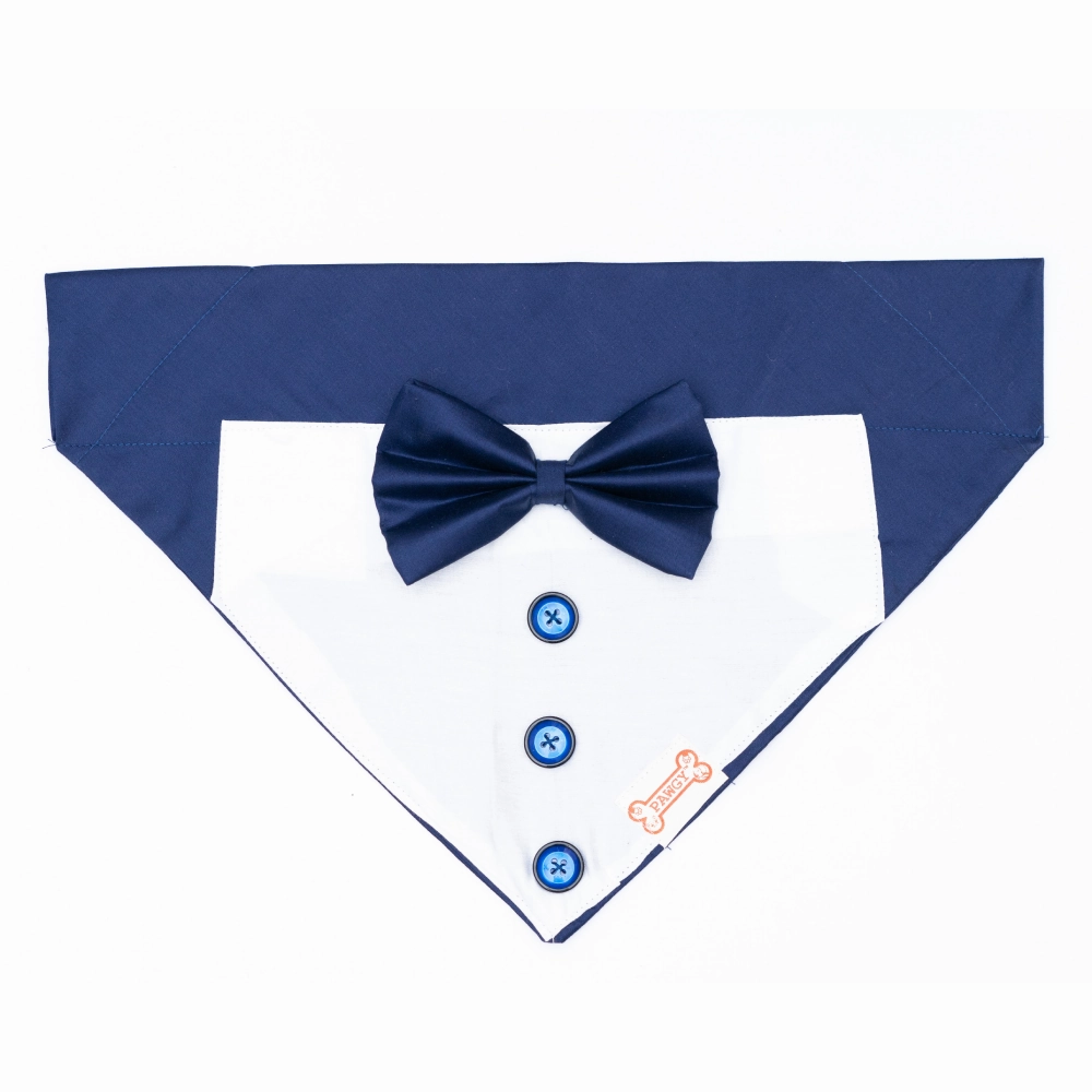Pawgypets Tuxedo Bandana for Dogs and Cats (Blue)