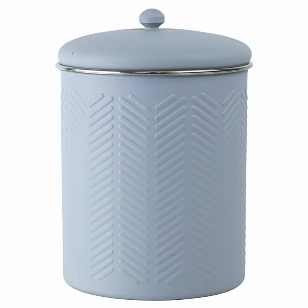 Pawpourri Chevron Emboss Treat Jar and Bowl Set for Dogs and Cats (Grey)